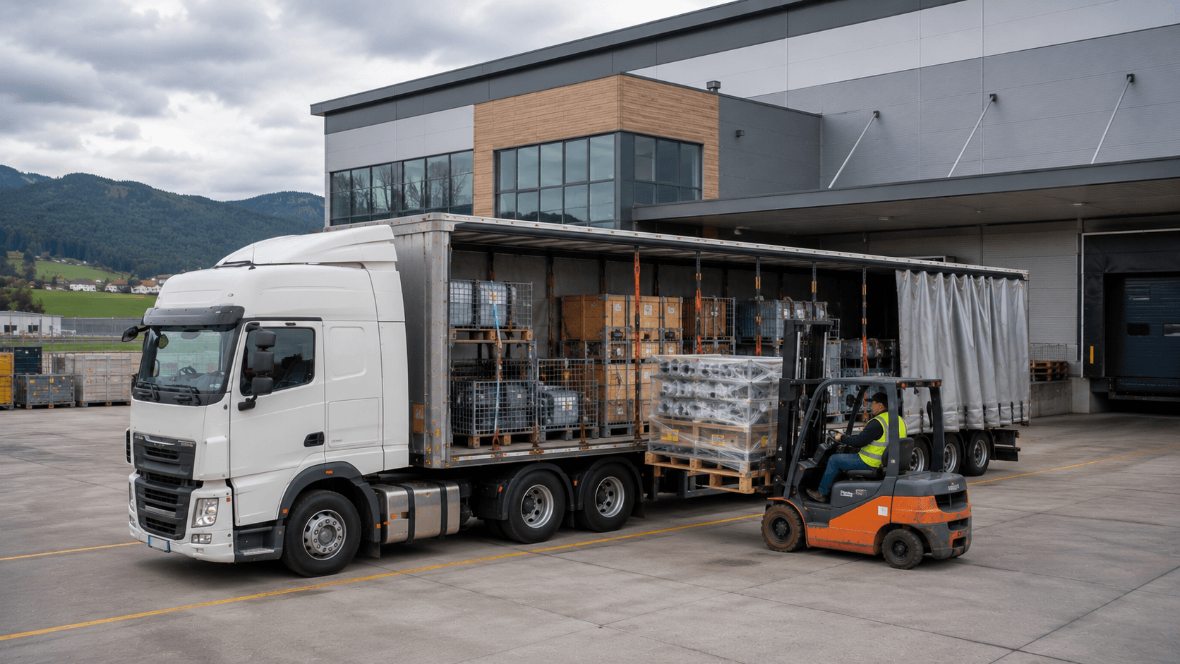 Załadunek towaru w austriackim centrum logistycznym