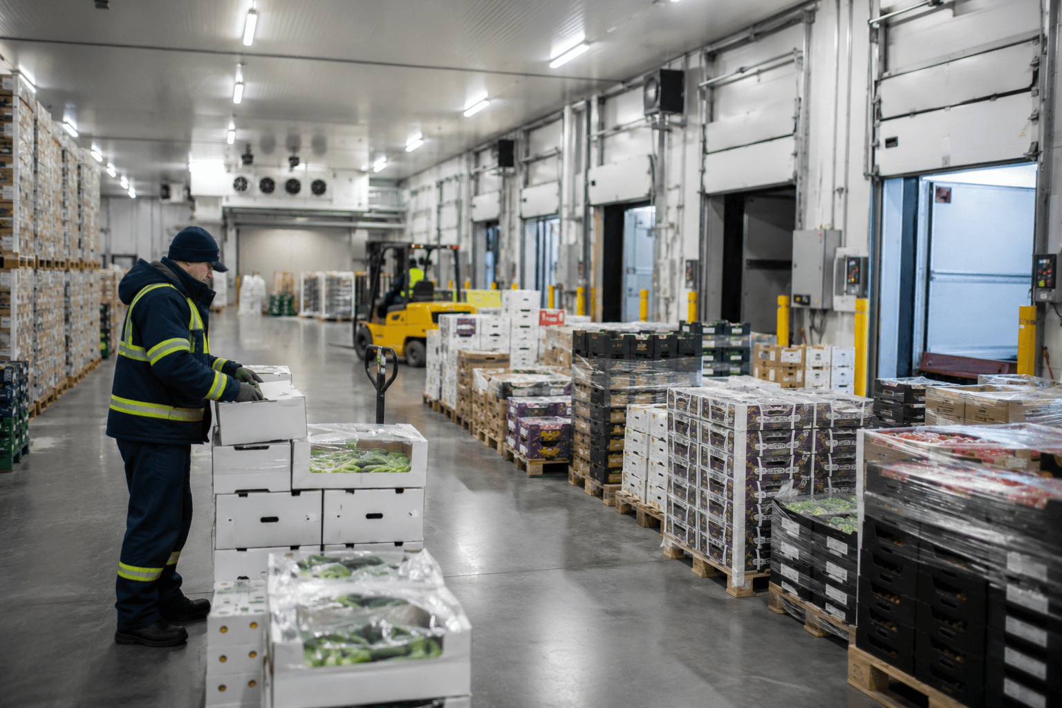 Magazyn chłodniczy i towary przygotowane do transportu