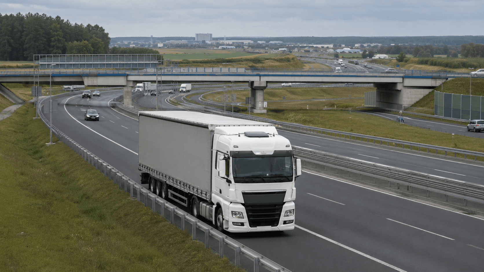 Transport drogowy na autostradzie A1 w okolicach Grudziądza