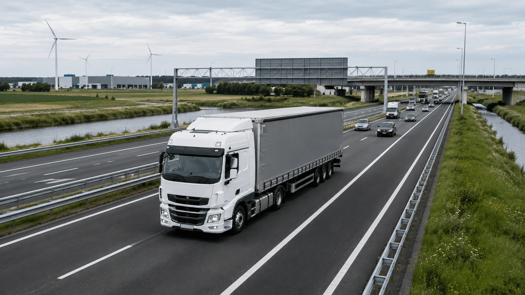 Transport ciężarowy na autostradzie w Holandii