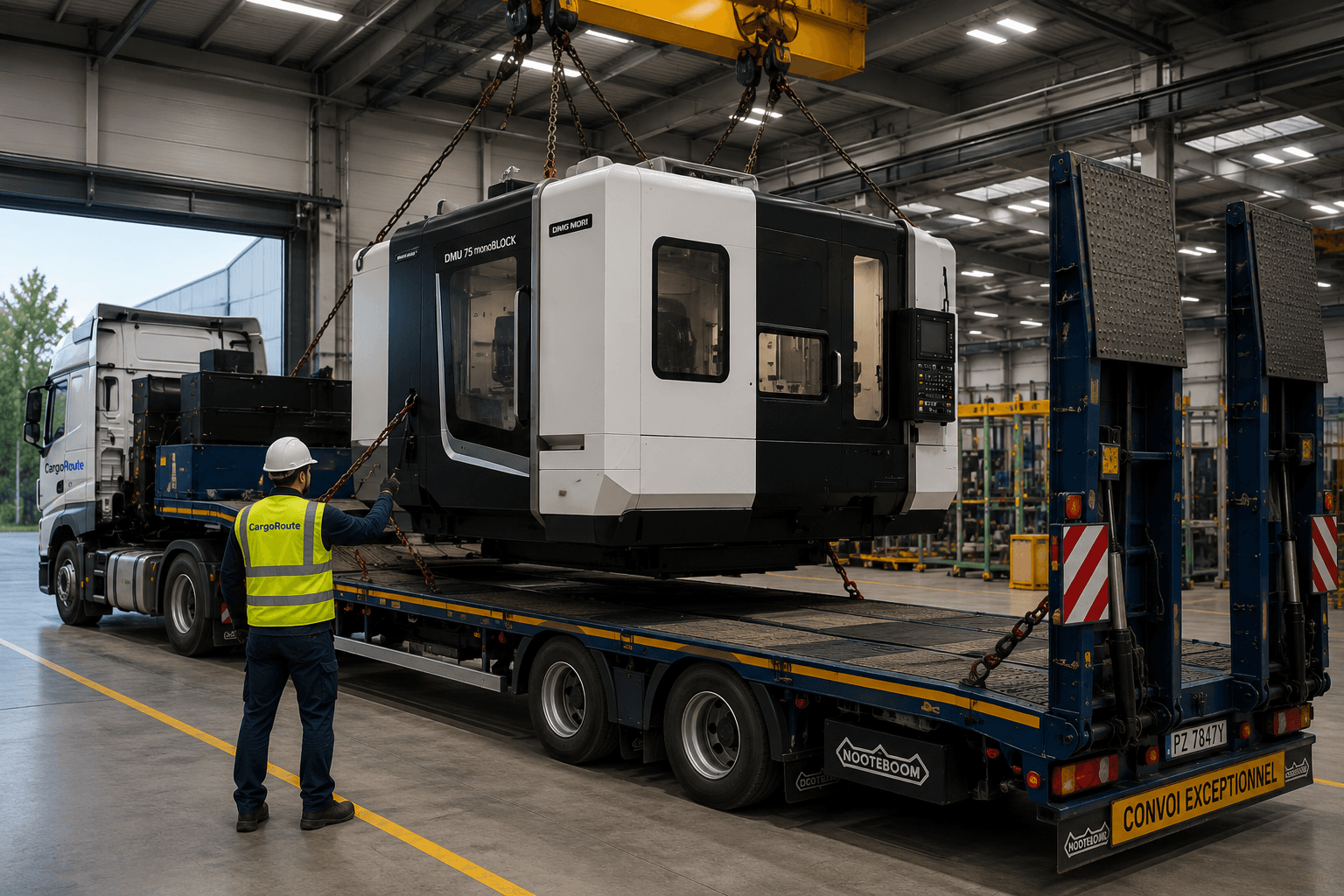 Załadunek maszyny CNC do transportu