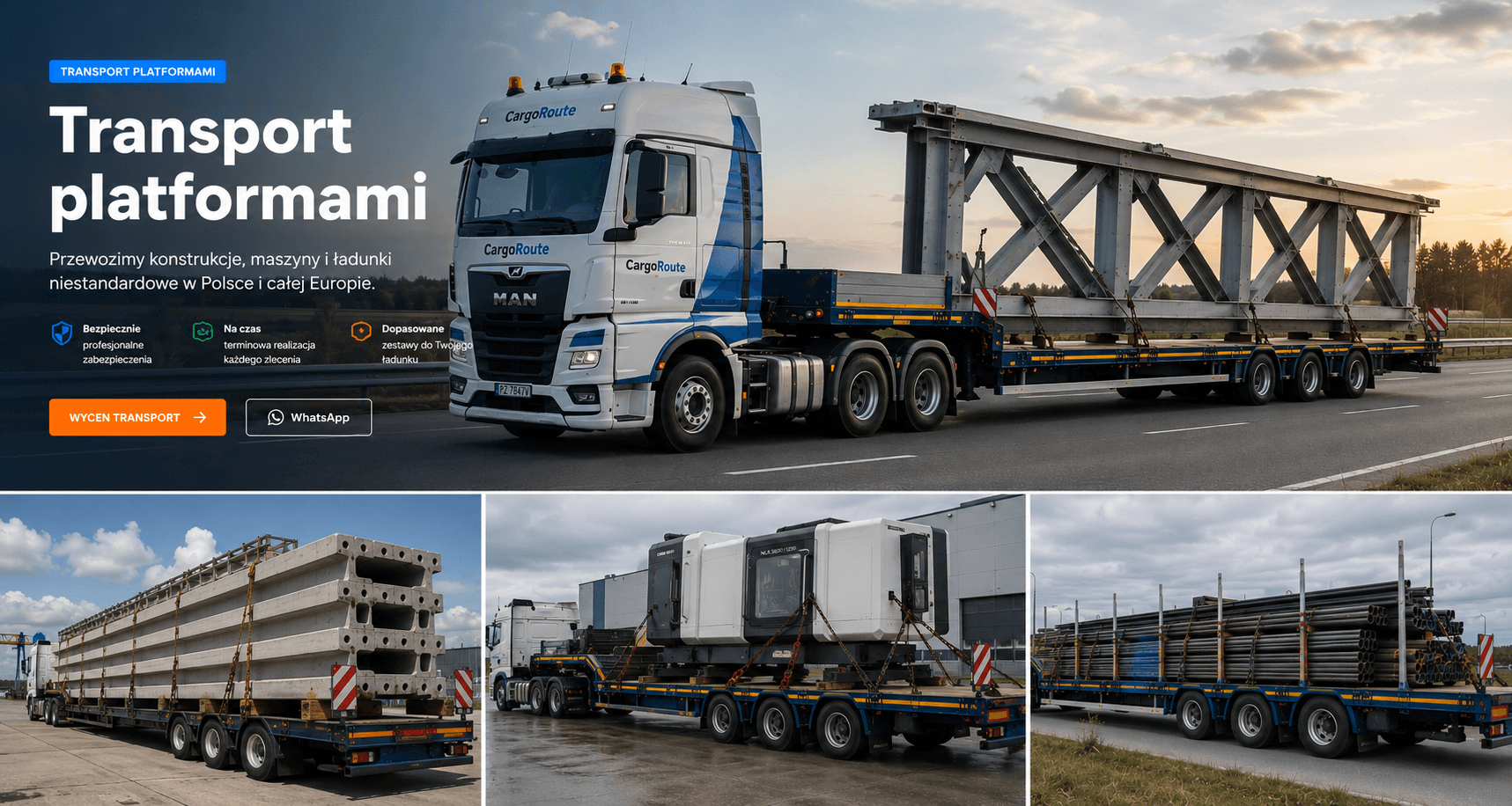 Transport platformą konstrukcji stalowej