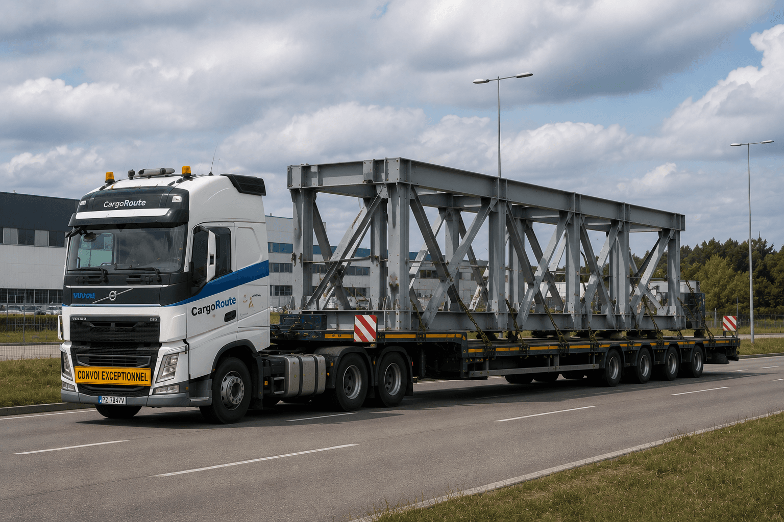 Transport maszyny przemysłowej na platformie