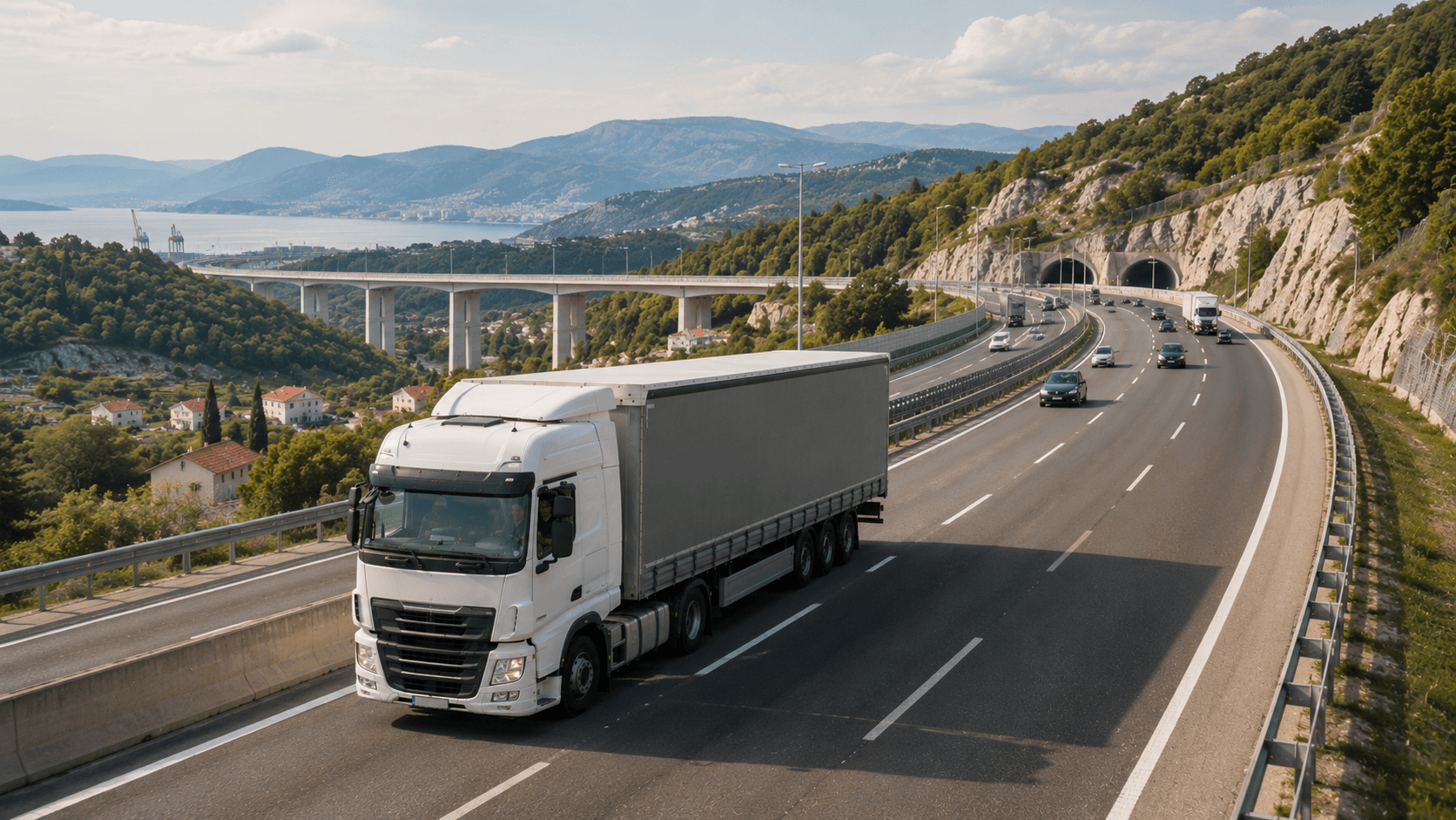 Transport ciężarowy na autostradzie w Chorwacji