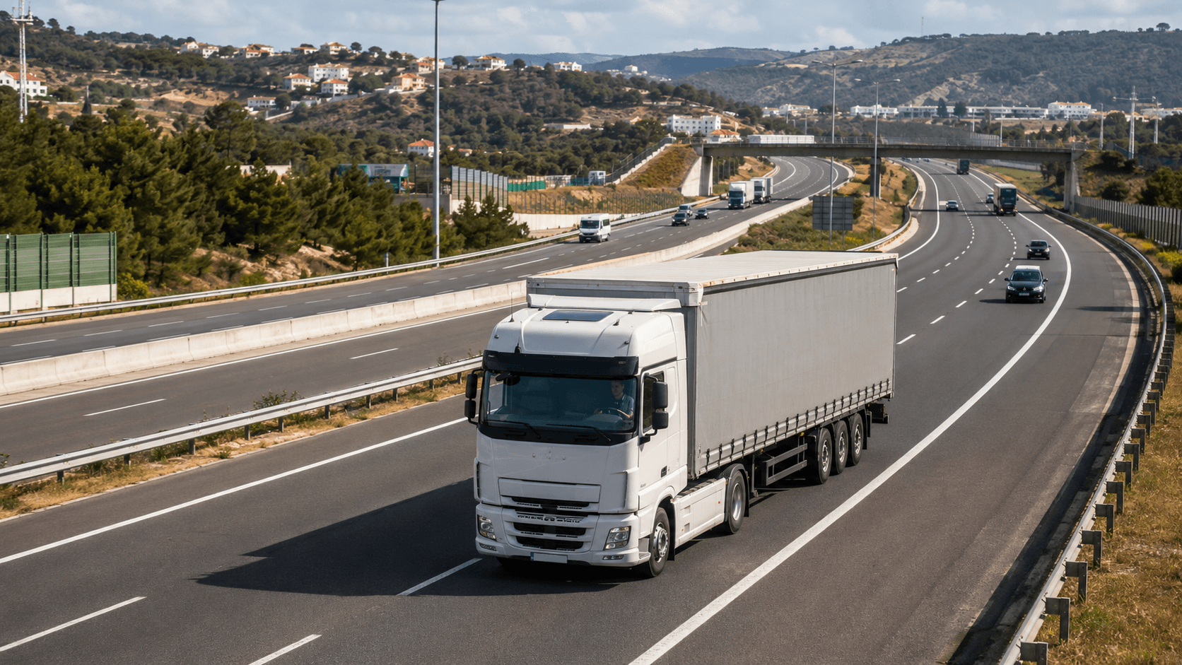 Transport ciężarowy na autostradzie w Portugalii
