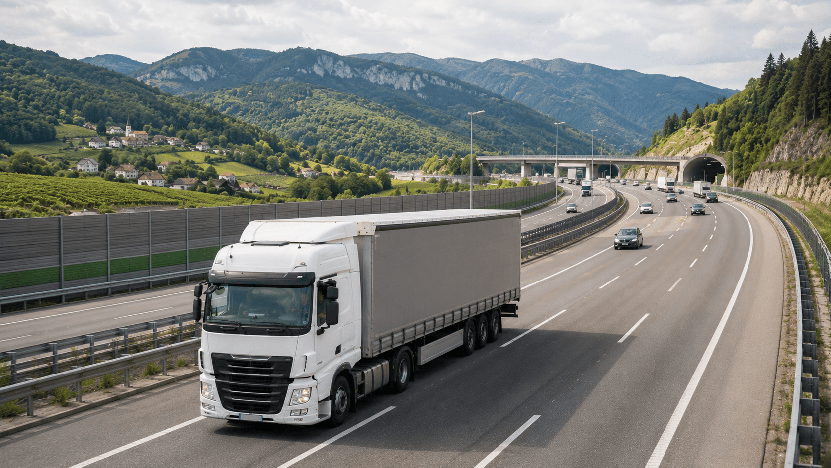 Transport ciężarowy na autostradzie w Słowenii
